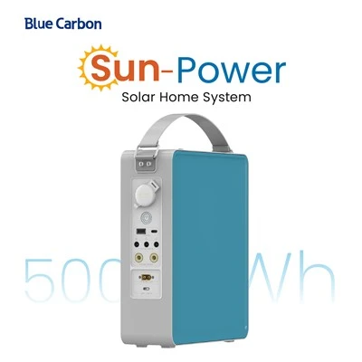 Trạm phát điện di động pin Blue Carbon 500Wh LiFePO₄ cho hệ thống nhà năng lượng mặt trời